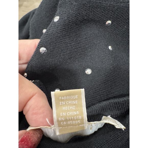 Michael Kors Black Sweater Dress Rhinestone Sparkles Holiday Party Small - Picture 9 of 10